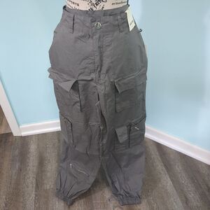 Rachel Paige Light Weight Wide Leg Cargo Parachute Joggers grey new with tags sm